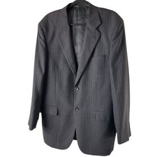 Rossellini Men's 42L Gray Pinstripe Suit Coat Virgin Wool Super 120s