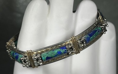 Indianer Sterling & Walz 14k Gold Azurit Malachit 7 1/4'' Armband