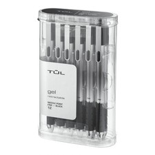 TUL GL1 Retractable Gel Pens, Needle Point, 0.5 mm, Gray Barrel/Black Ink, 12-Pk