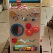 Wooden Baby Walker Activity Center Multicolor Walking Aid for 6-12 Months