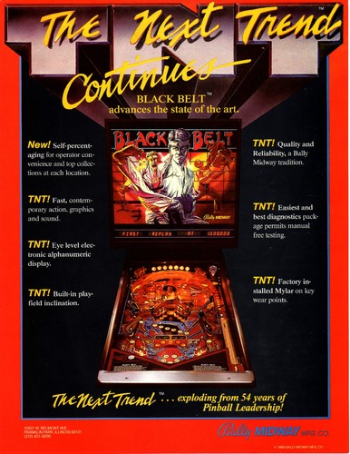 BLACK BELT Original PROMO Pinball Flyer BALLY 1986 Brochure Karate Martial Arts