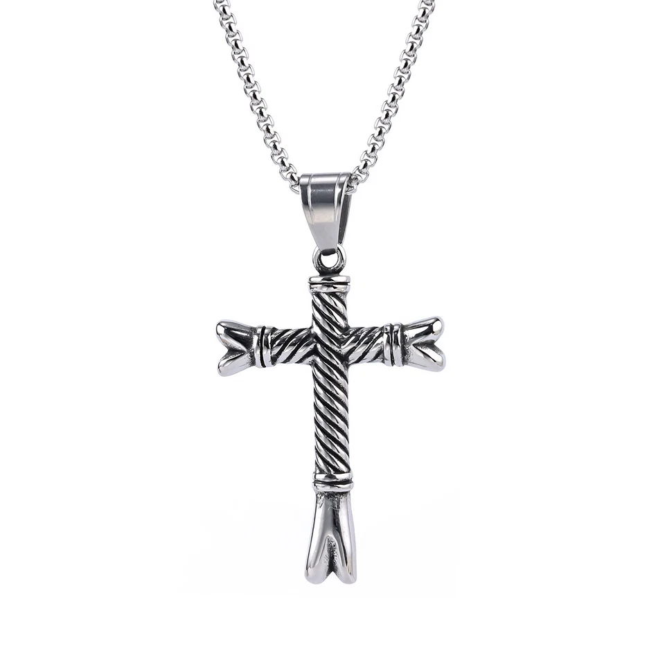 Colgante Cruz Hombre Collar Acero Inoxidable Colgante para Hombre Hueso Religión Foto 3 de 3