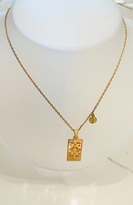Cancer Pendant Gold Tone 16" Necklace Chain Cancer Zodiac Womens - Two Sided 