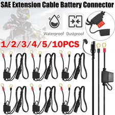 SAE Battery Connector 2ft Cable 2-Pin Ring Terminal Harness Extension Wire LOT