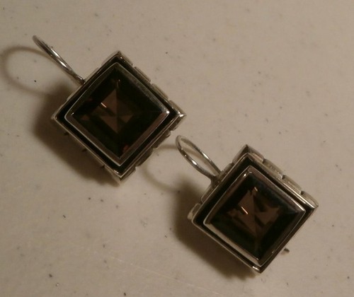 SILPADA Sterling Silver Square Smoky Quartz Earrings W1042-HTF - 第 2/12 張圖片