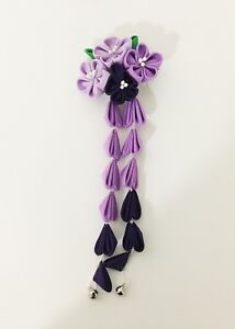 Bridal Japanese Kanzashi Flower Hair Clip Alligator Clip Purple Color Ebay