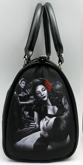 David Gonzales Art Pinup Rockabilly Chicana Bandana Handbag Purse Ratrod - Image 4 of 4