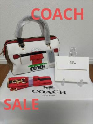 COACH 2WAY Shoulder Bag Boston Snoopy Leather - Functional Spacious Women's Bag