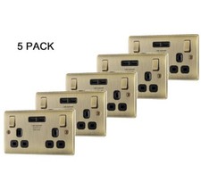 5x BG Nexus Antique Brass Gold Double USB Type C Plug Wall Socket x5