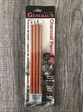 N.O.S. GENERAL'S CHARCOAL 2B 4B 6B & White 4-Pack & Eraser 557-BP PENCILS W1