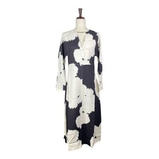 Meimeij Women's Black/White Print Long Sleeve Dress Size Medium  A80