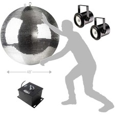 ProX MB-48 48" Mirror Disco Ball with Dual Pinspot Lighting Fixtures