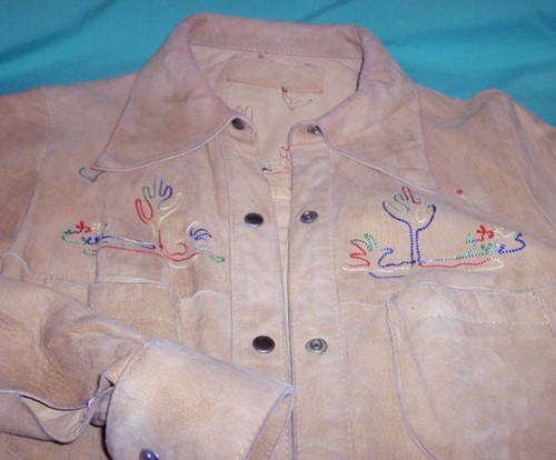 VTG 60s HIPPE BOHO COWGIRL DESERT CACTUS SUEDE LEATHER HORSE WESTERN JACKET S - Picture 10 of 12