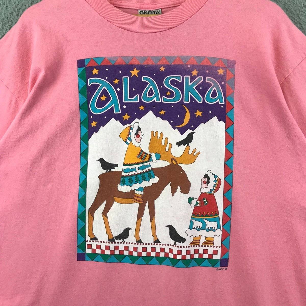 Vintage 90s Native American Art Alaska T-Shirt Single Stitch