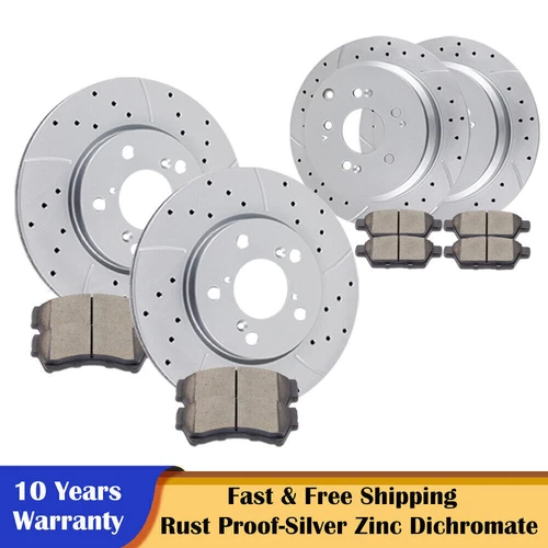 Front Rear Brake Discs Rotors and Ceramic Pads Kits for 2005-2010 Honda Odyssey