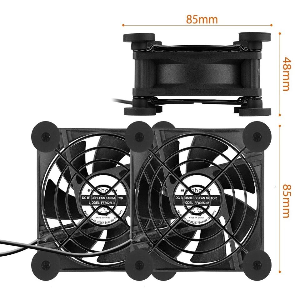 USB PC Ventilator lüfter 80mm 2in1 Leise PC Gehäuselüfter  Einstellbare Fan 5V - Bild 3 von 4