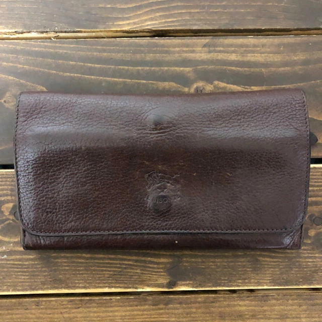 IL BISONTE Long Wallet Vintage Antique Aged Good Italian Leather Elegant Beauty