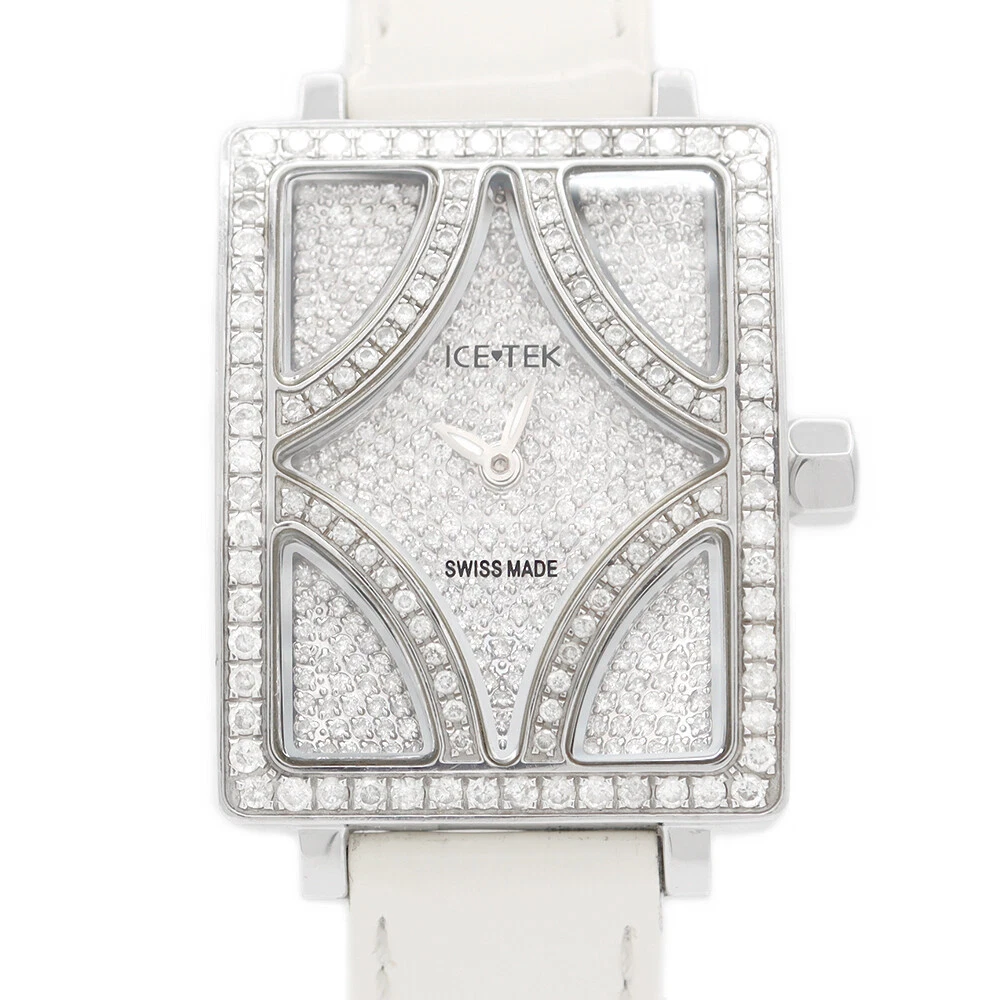 ICETEK Quintempo Pave Diamond Dial Stainless Steel Women Quartz