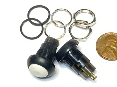 2 Pieces White Latching PUSH BUTTON SWITCH DC 6A 12mm normally open on/off
