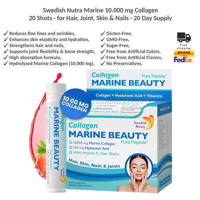Swedish Nutra Marine Beauty Collagen Shots - for Hair, Skin & Nails 20x25ml