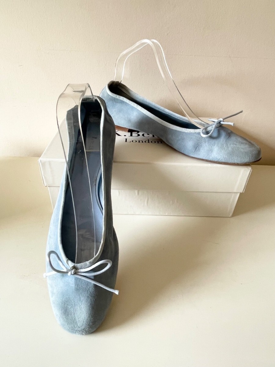 LK BENNETT LIGHT BLUE SUEDE BALLERINA PUMPS SIZE 7/41 UK