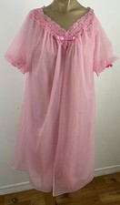 Vintage Vanity Fair Women's S Pink Peignoir Gown Robe Set Chiffon Nylon Puff