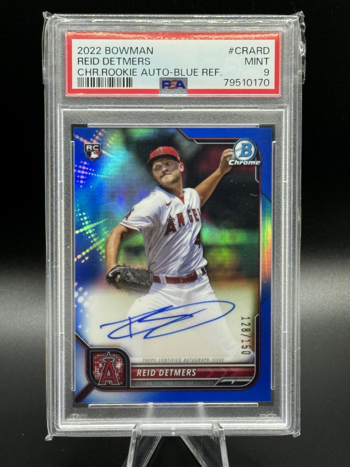 2022 Bowman Chrome Reid Detmers Blue Refractor /150 #CRARD Rookie Auto RC PSA 9