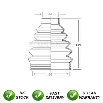 CV Joint Boot Set Front Left Outer SJR Fits Peugeot Citroen Fiat