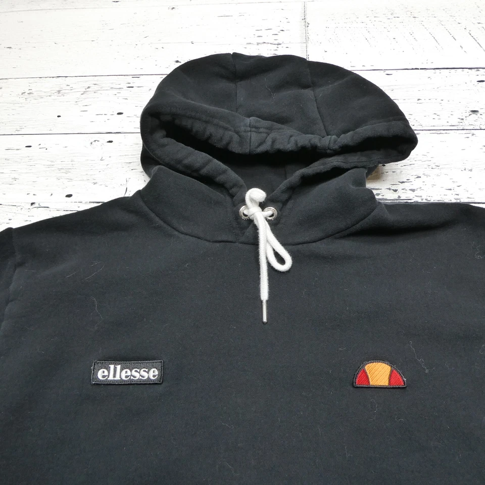 Толстовка с капюшоном женская ELLESSE большая черная флисовая толстовка с капюшоном ретро - Изображение 2 из 4