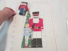 NUTCRACKER SANTA W/TOY SOLDIER-SCHENKEL-HANDPAINTED NEEDLEPOINT CANVAS-STITCH GD