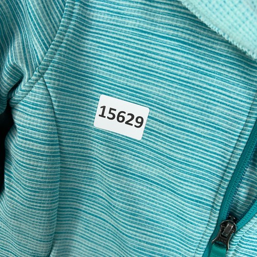 The North Face Jacket Girls Medium Blue Teal Stripe Full Zip Sweater Active - Picture 16 of 16