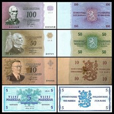 2x  5, 10, 50, 100 Markkaa  - Ausgabe 1963 Litt. A - Reproduktion - 07