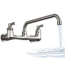 Kitchen Sink Faucet 8"10"12"14" Swivel Spout 2 Handle Mixer Tap Brushed Nickel