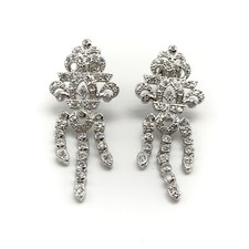 925 Sterling Silver Clear CZ Cubic Zirconia Fancy Dangle Earrings