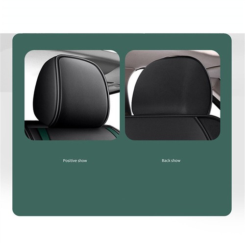 Black+Green PU Leather 5-Seats Car Seat Covers Cushions Set Interior Accessories - Picture 7 of 11