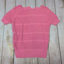 Vintage Cuddle Knit Pink Short Sleeve Knit Top Textured USA Made L