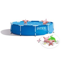 Intex 28200NP Metal-Frame Pool (305X76Cm) Gartenpool + Aufblasbare Schwimmtiere