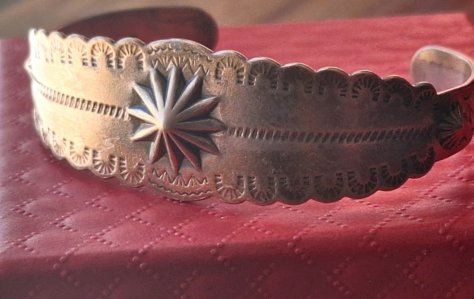 Signed Native American solid copper cuff bracelet - image 9