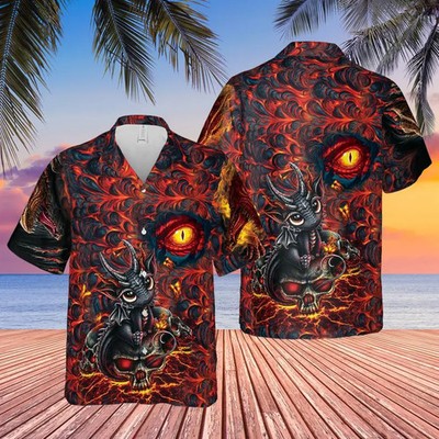 Dragon Skull Lava Hawaiian Shirt Tropical Beach Vacation Men Top