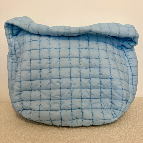Light Blue Quilted Puffer Shoulder Bag Oversized Cloud Tote NWT