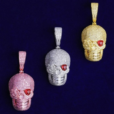 Life After Death | Rose Eye Skull VVS Diamond Cz Iced Blinged Out Pendant