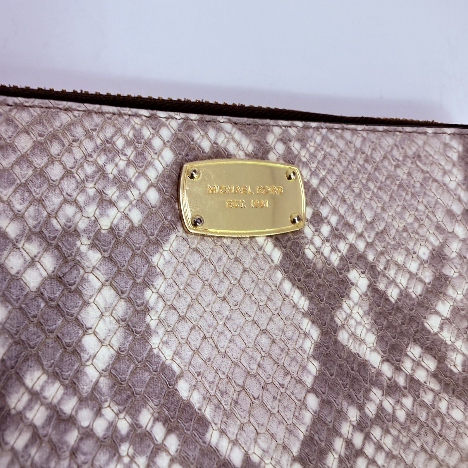 Michael Kors Jet Set Beige Python Print Continent… - image 2