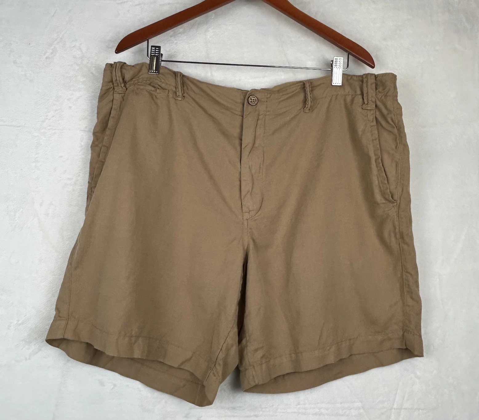 Polo Ralph Lauren Linen Chino Shorts Men's 40 Khaki Tan Flat Front Straight Fit