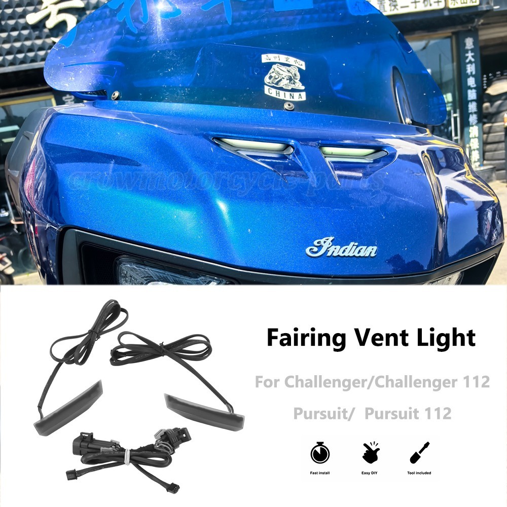 Front Fairing Vent Insert LED Turn Signal Light For Indian Challenger 2020-2026