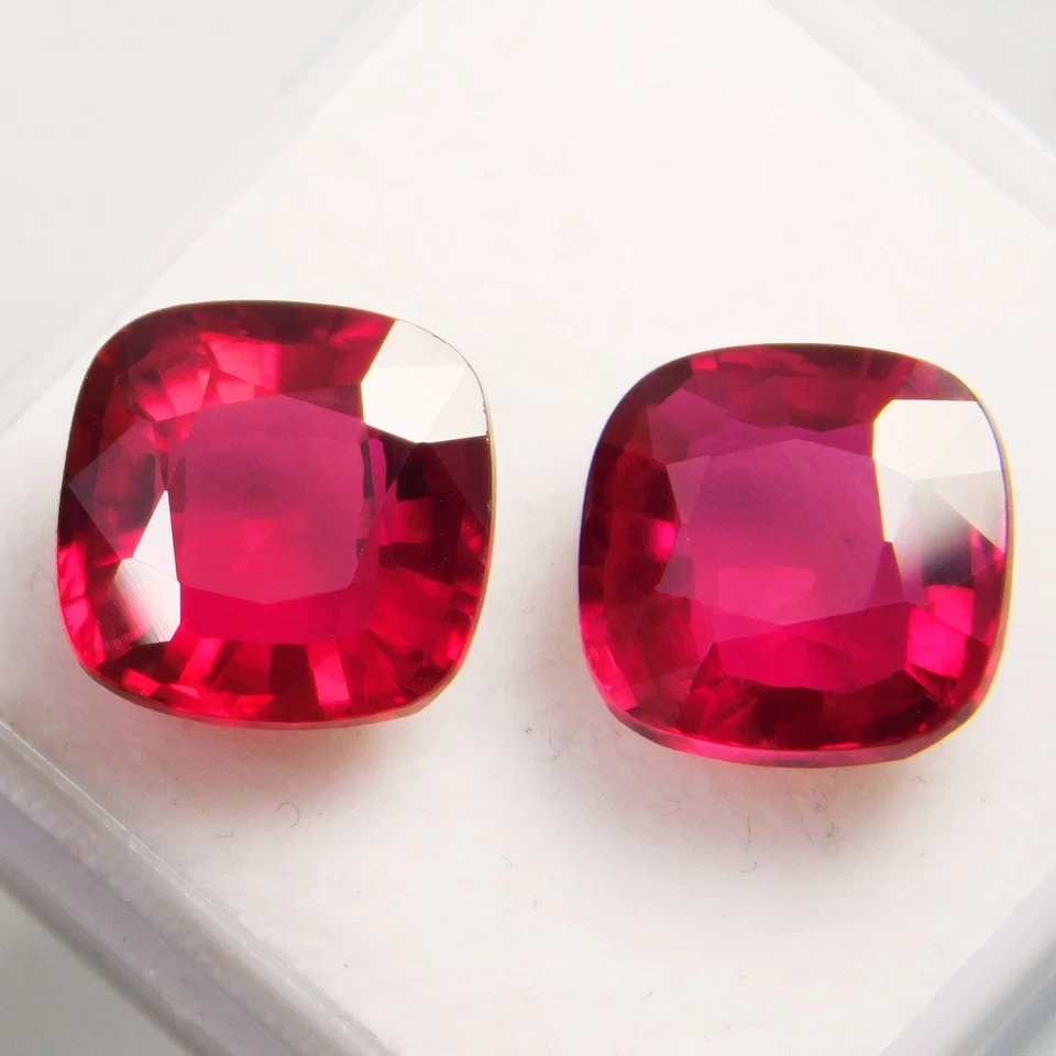 Piedras preciosas sueltas corte radiante rubí rojo natural Mozambique certificado 11,50 quilates par Foto 3 de 4