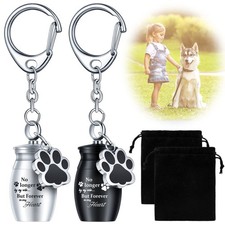 Tudomro 2 Pcs Pet Dog Urns Keychain for Ashes with 2 Storage Bags Small Cat Crem