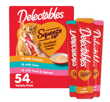 Hartz Delectables Squeeze up Lickable Wet Cat Treat Flavor, 0.5oz Tube 54 Ct