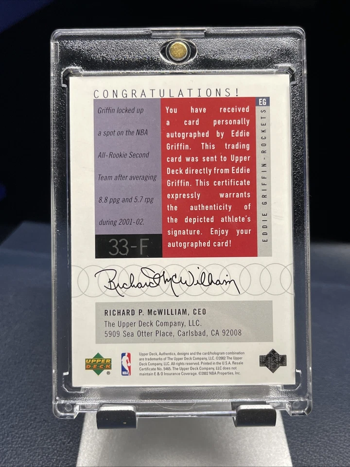 2002-03 UD Authentics #EG Eddie Griffin Signatures - Image 2 of 2