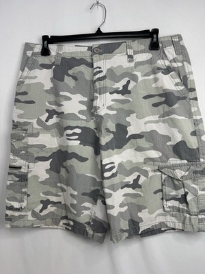 Airwalk Cargo Shorts Men 36/Inseam 10 -Light Green Camo Stretch Skater/ Hiking