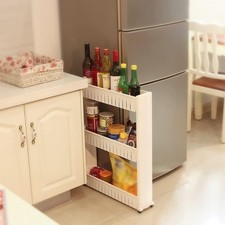 Spice Rack 3 Tier Slide Out Storage Tower Holder Kitchen Trolley Bathroom Roll